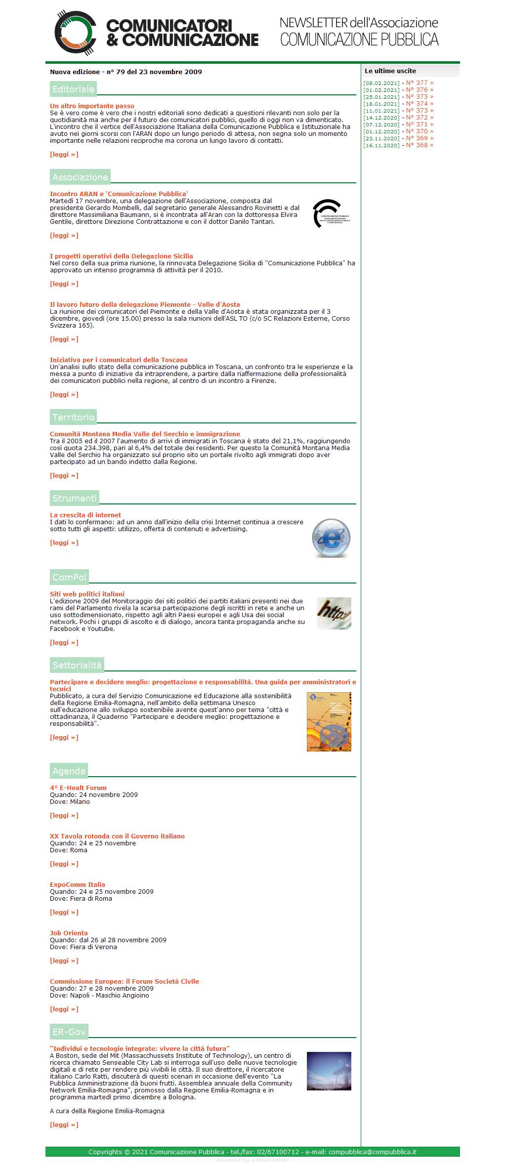 Comunicatori e Comunicazione Newsletter  n� 79 - 23 novembre 2009