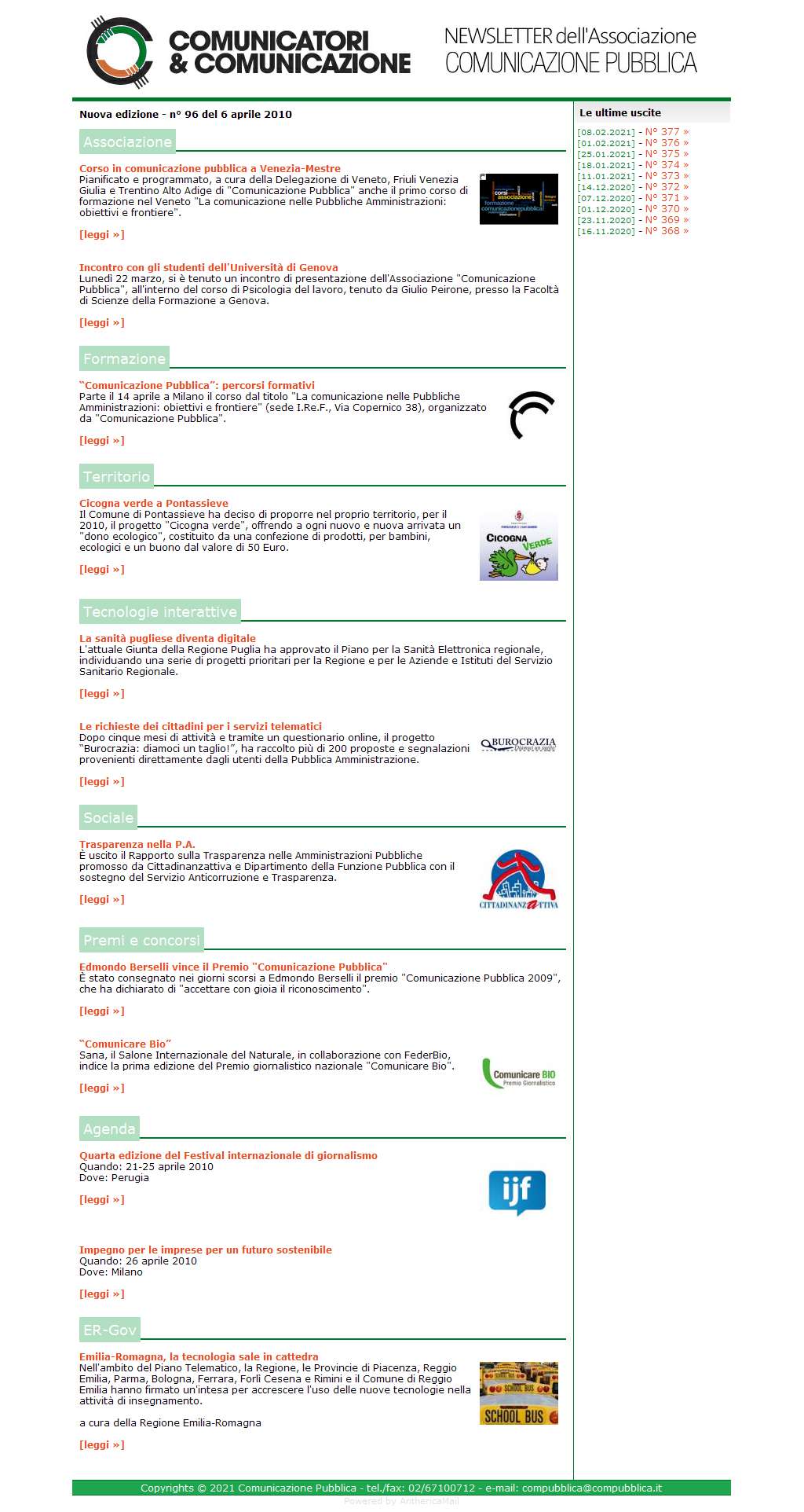 Comunicatori e Comunicazione Newsletter  n� 96 - 6 aprile 2010