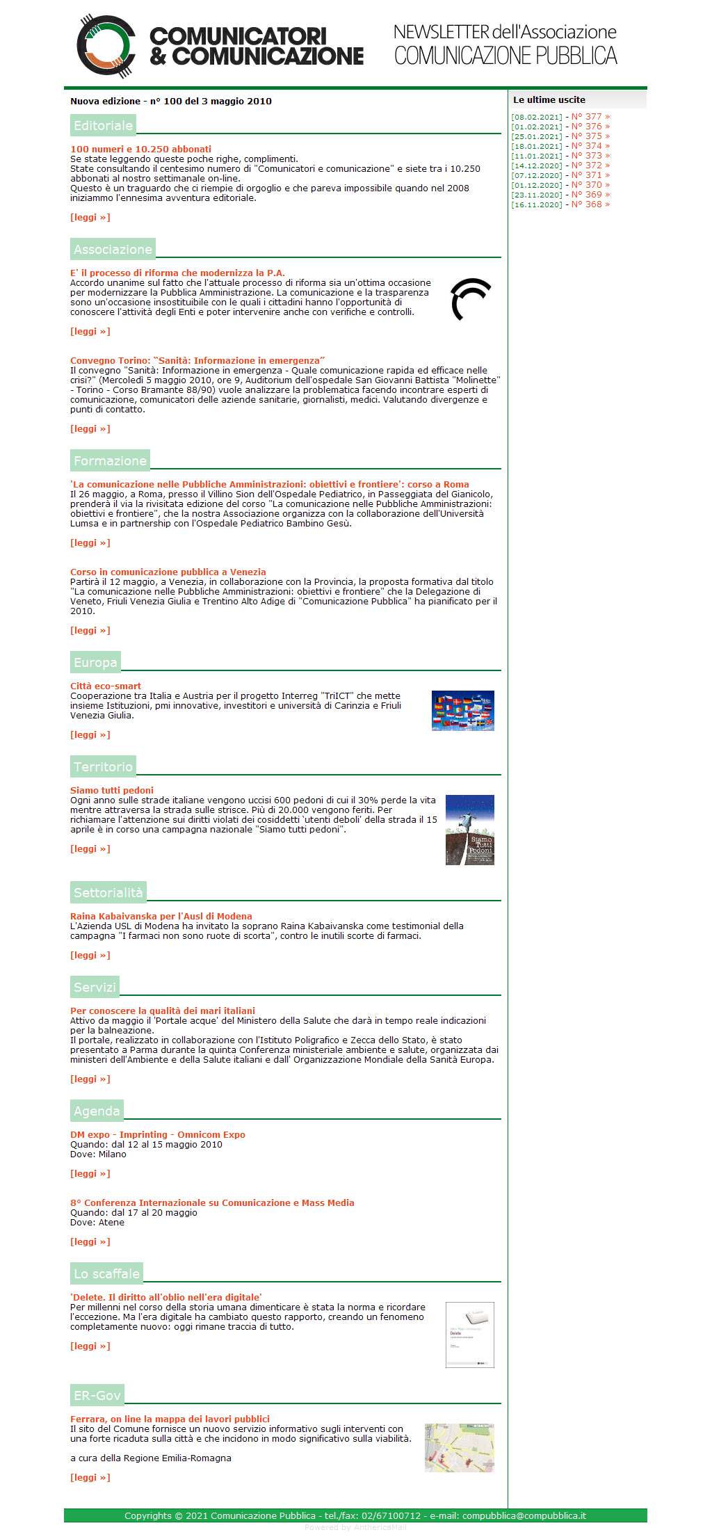 Comunicatori e Comunicazione Newsletter  n� 100 - 3 maggio 2010