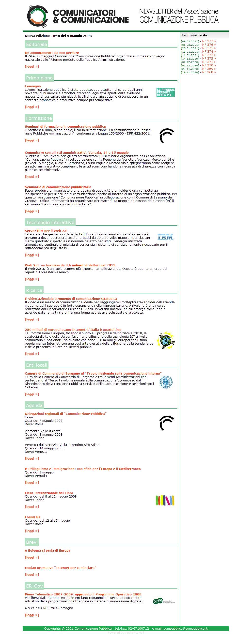 Comunicatori e Comunicazione Newsletter  n� 8 - 5 maggio 2008