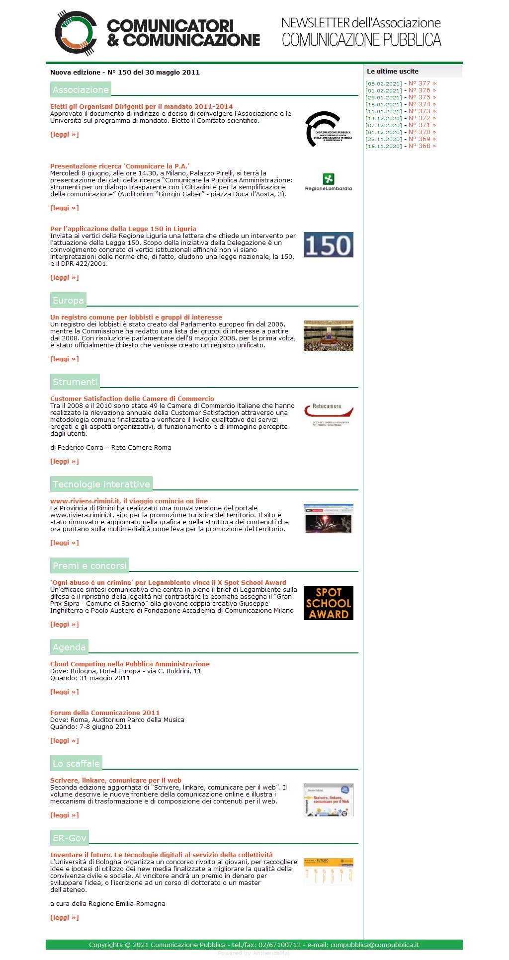 Comunicatori e Comunicazione Newsletter  n� 150  -  30 maggio 2011