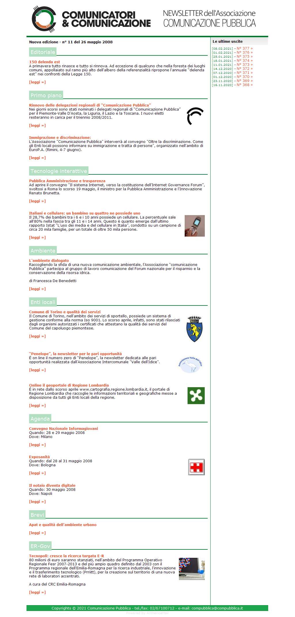 Comunicatori e Comunicazione Newsletter  n� 11 - 26 maggio 2008