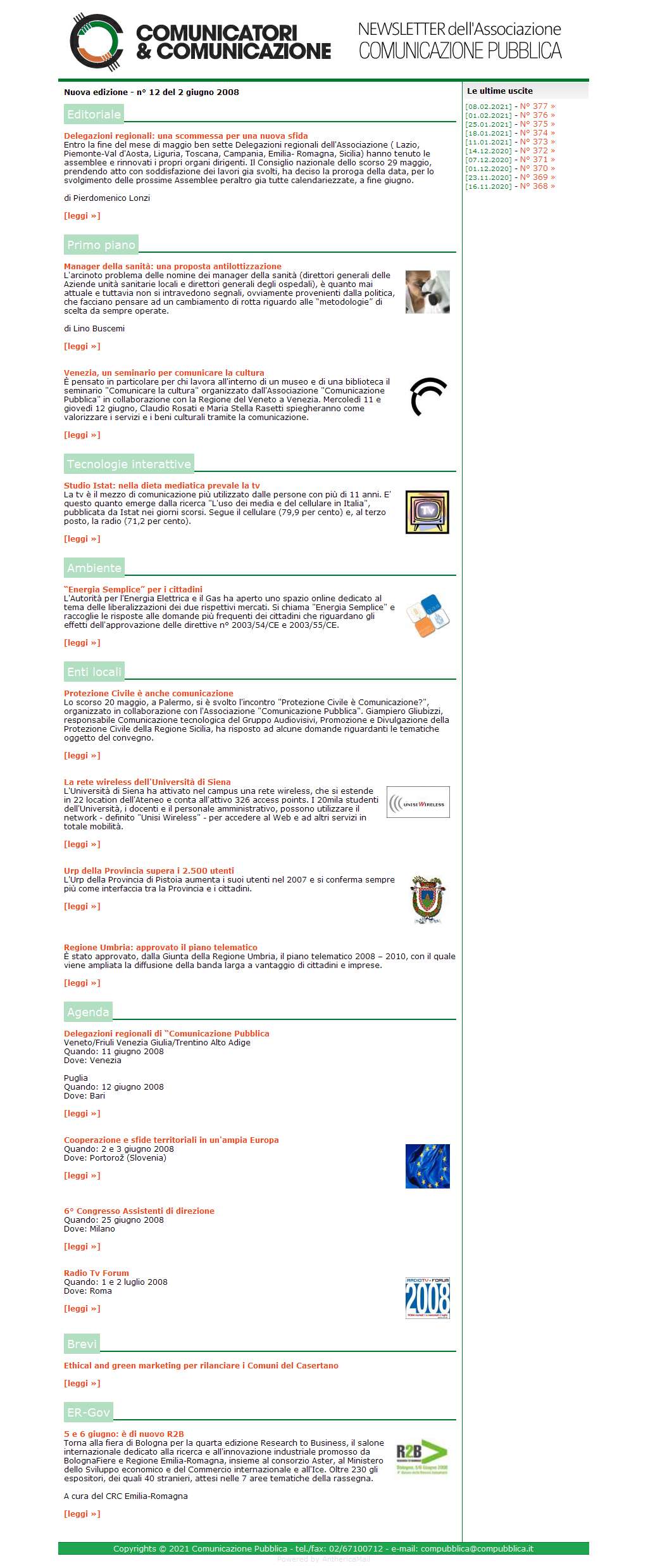 Comunicatori e Comunicazione Newsletter  n� 12 - 2 giugno 2008