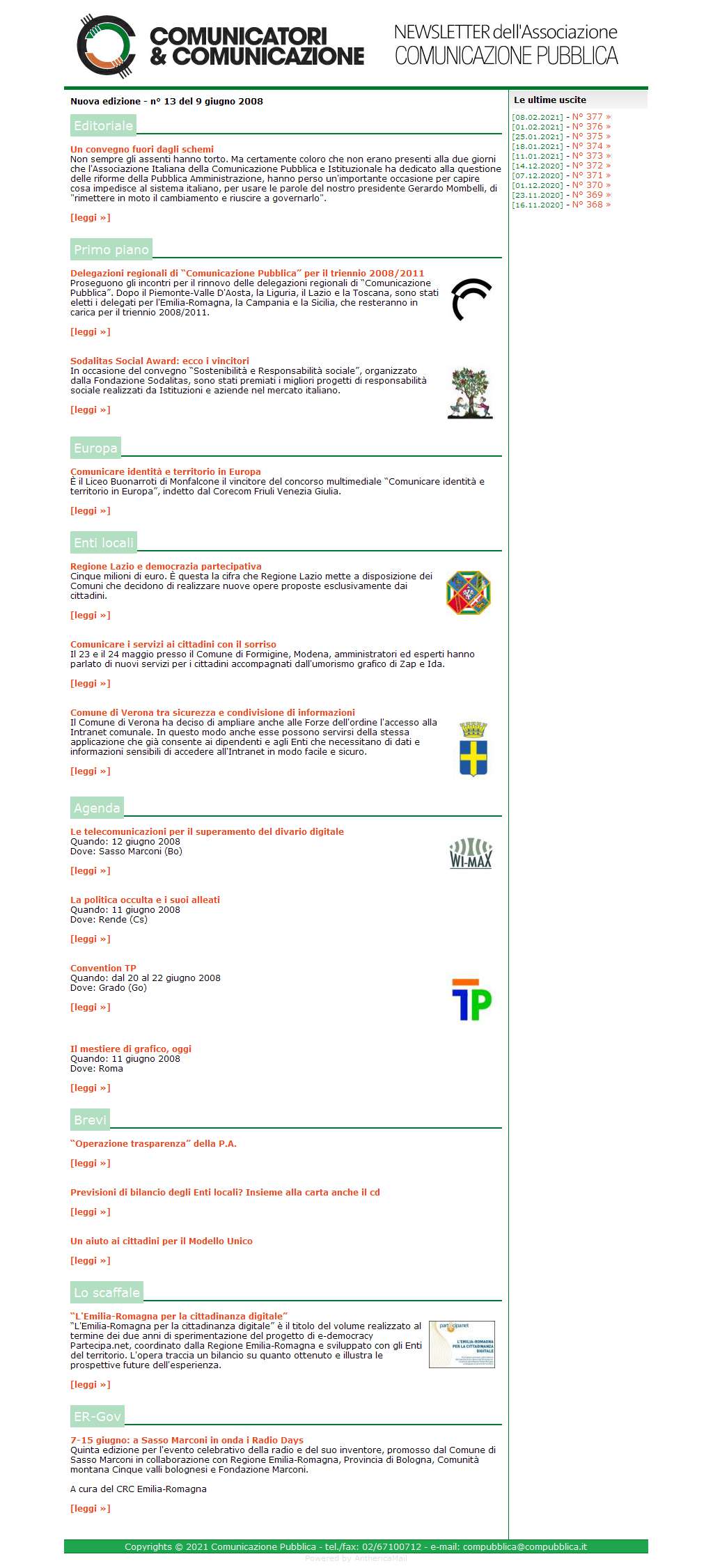 Comunicatori e Comunicazione Newsletter  n� 13 - 9 giugno 2008