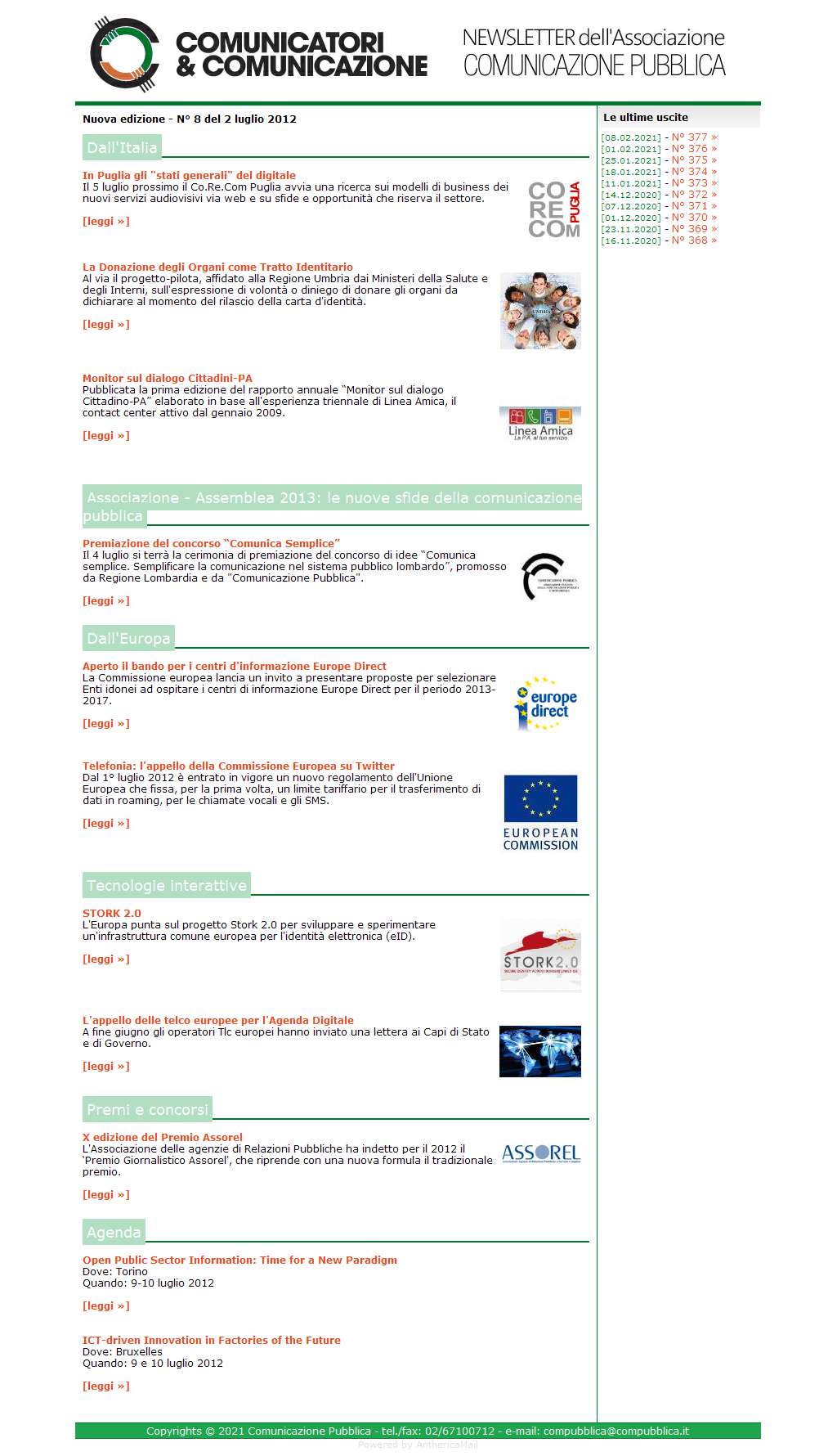 Comunicatori e Comunicazione Nuova Edizione  n� 8 - 2 luglio 2012