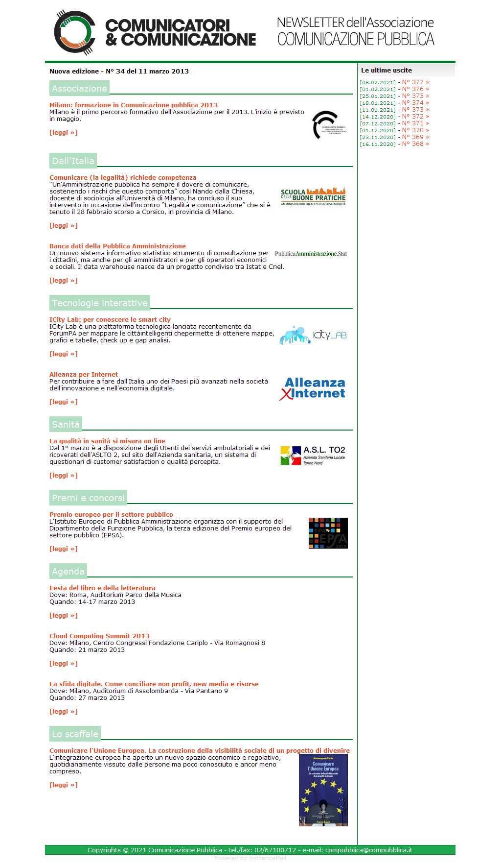 Comunicatori e Comunicazione n� 34 - 11 marzo 2013