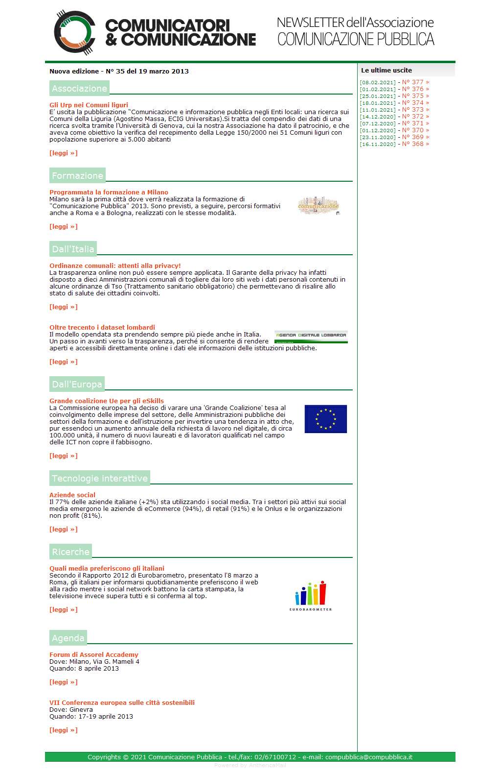 Comunicatori e Comunicazione n� 35 - 18 marzo 2013