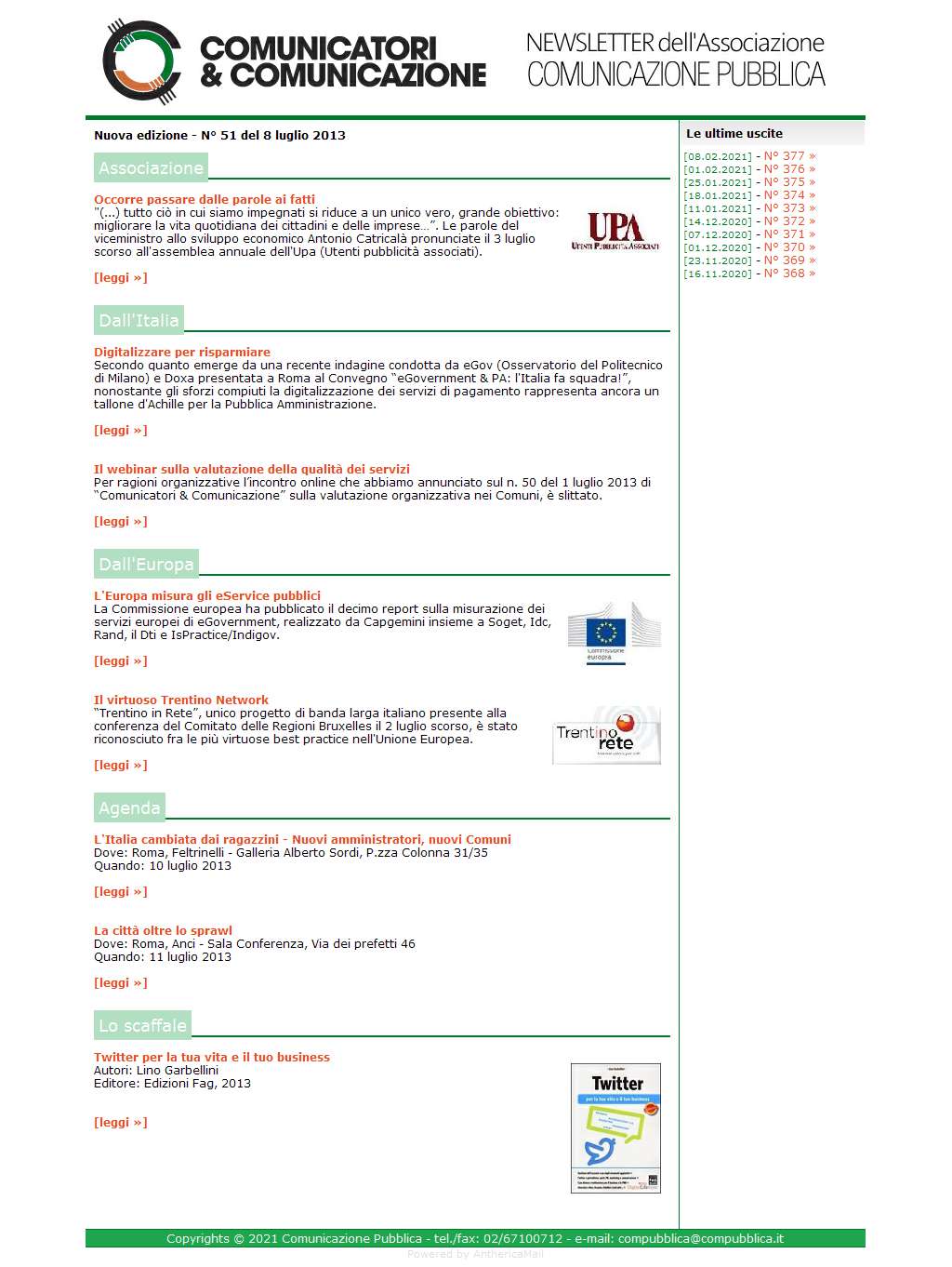 Comunicatori e Comunicazione n� 51 - 8 luglio 2013