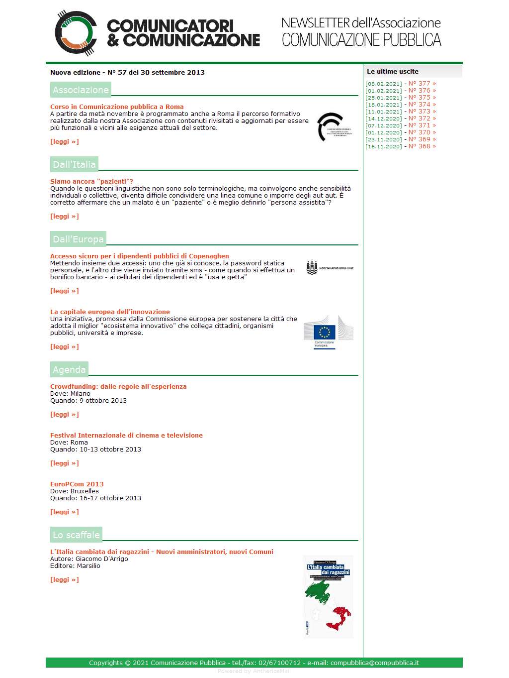 Comunicatori e Comunicazione n� 57 - 30 settembre 2013