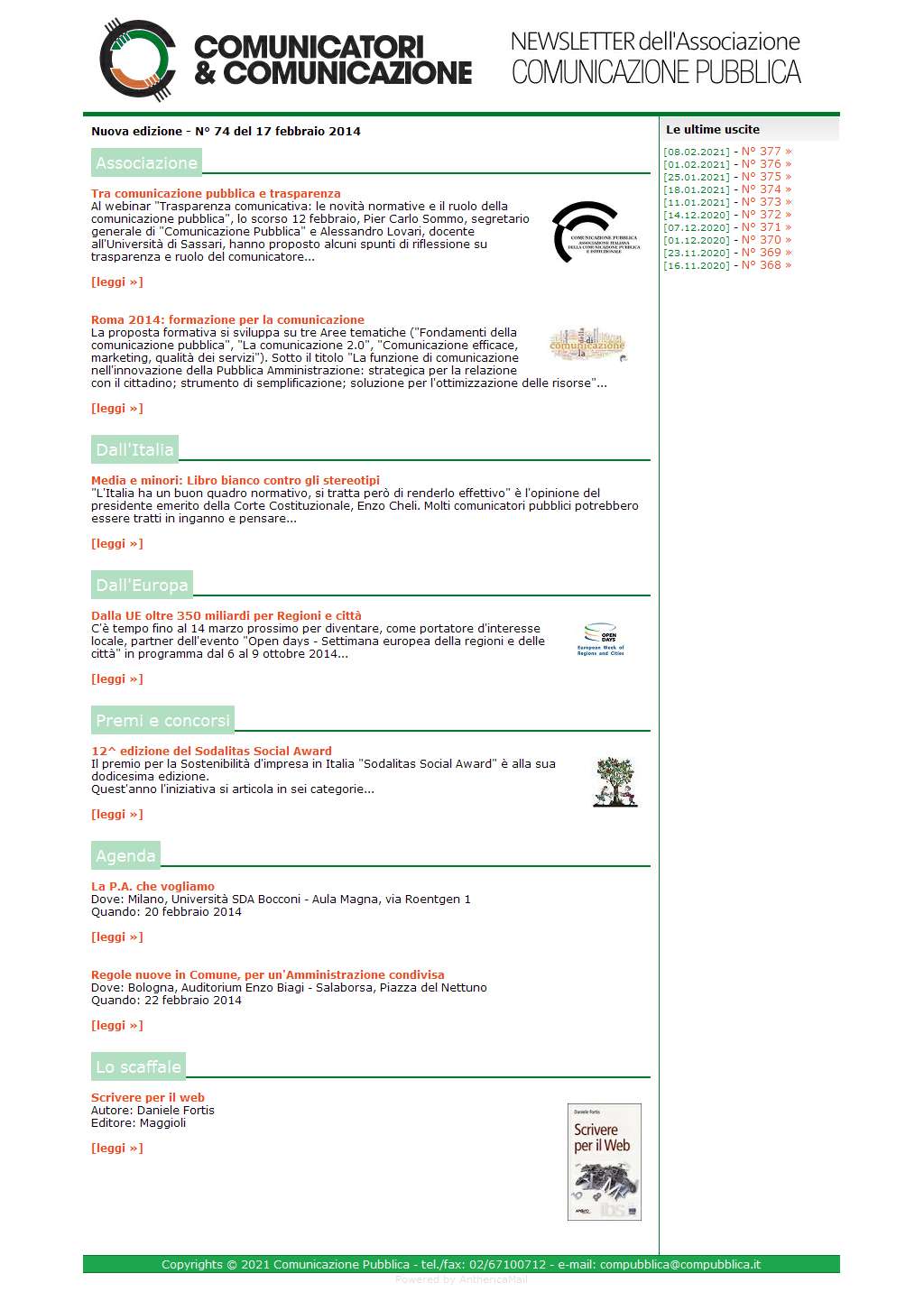 Comunicatori e Comunicazione n� 74 -  17 febbraio 2014