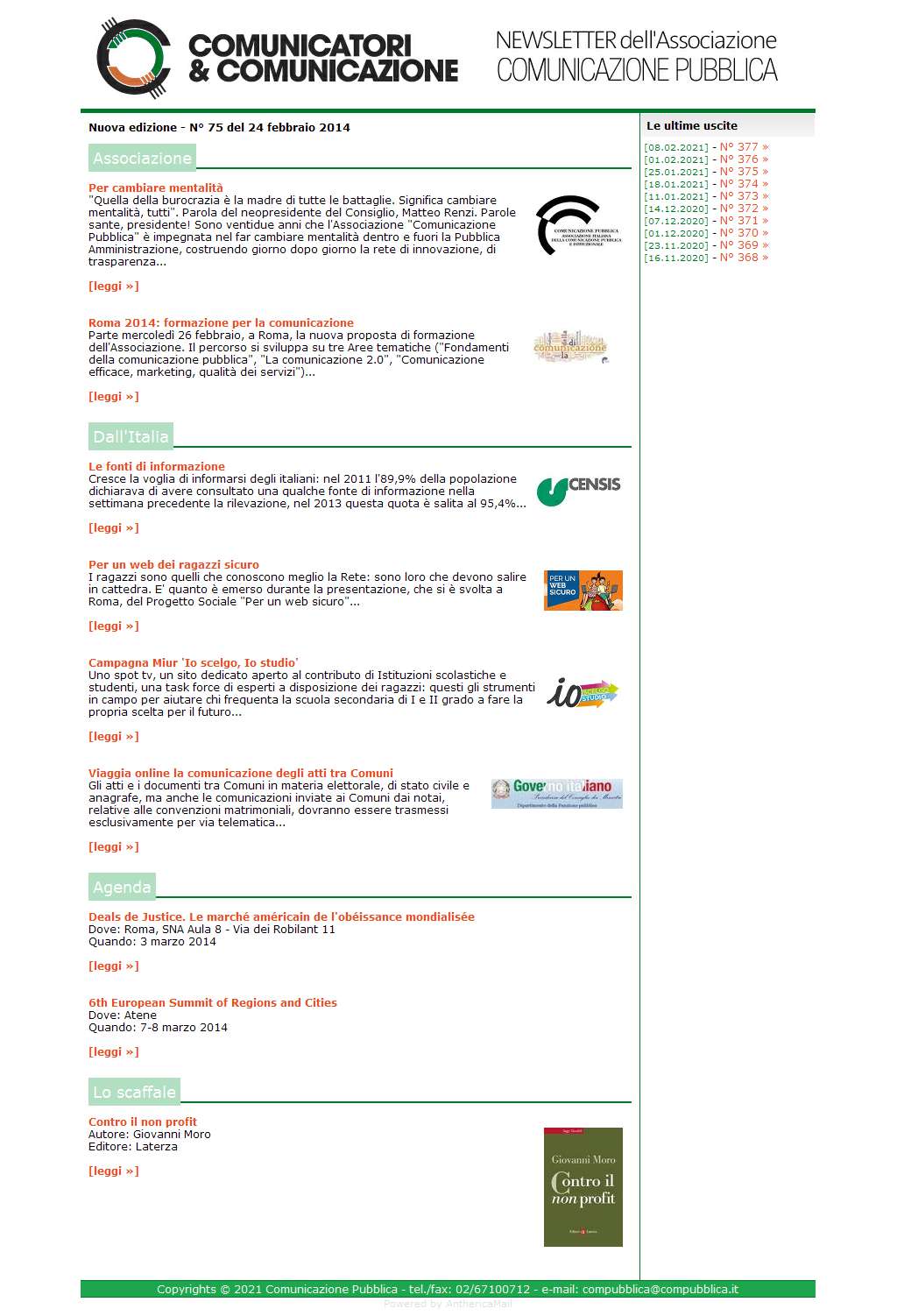 Comunicatori e Comunicazione n� 75 - 24 febbraio 2014