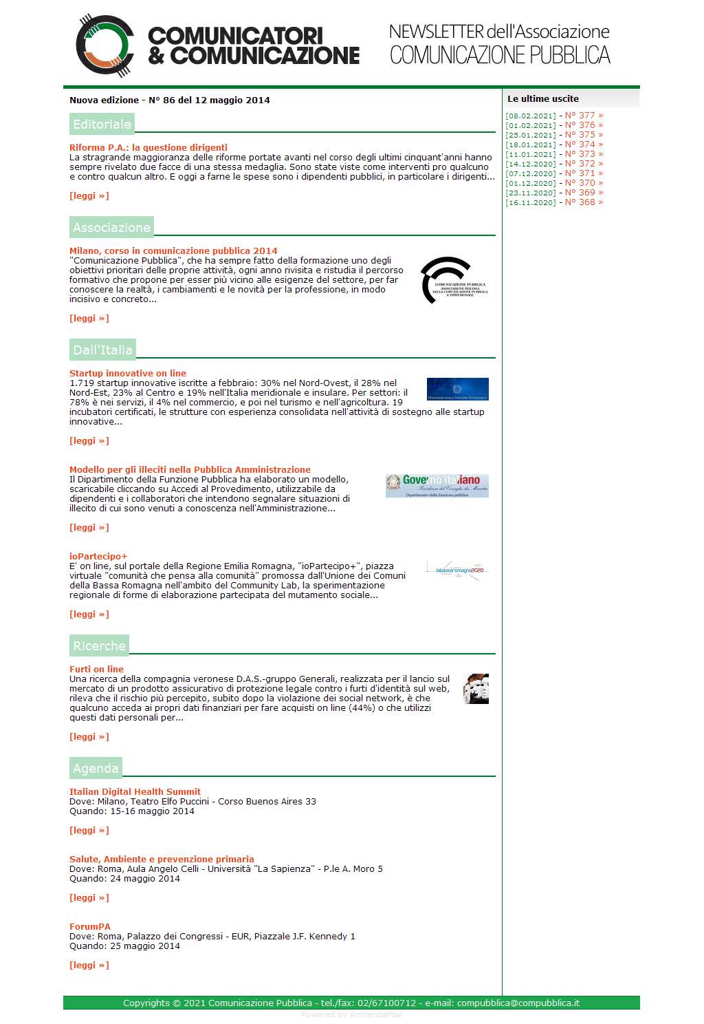 Comunicatori e Comunicazione n� 86 - 12 maggio 2014