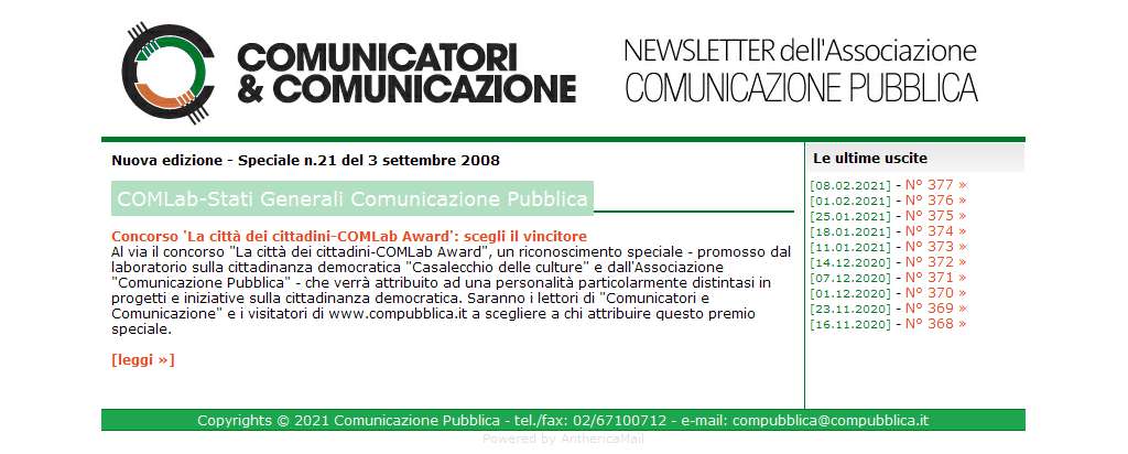 Comunicatori e Comunicazione Newsletter - 3 settembre 2008