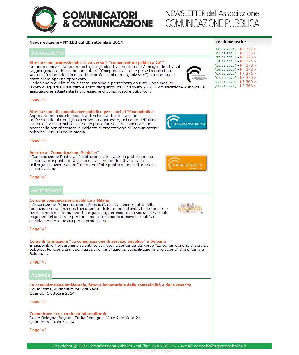 Comunicatori e Comunicazione n� 100 - 29 settembre 2014