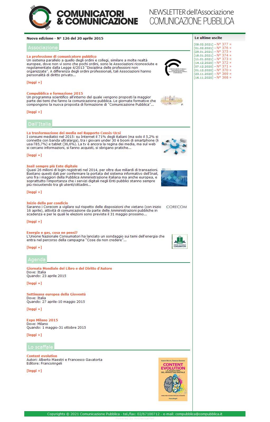 Comunicatori e Comunicazione n� 126 - 20 aprile 2015