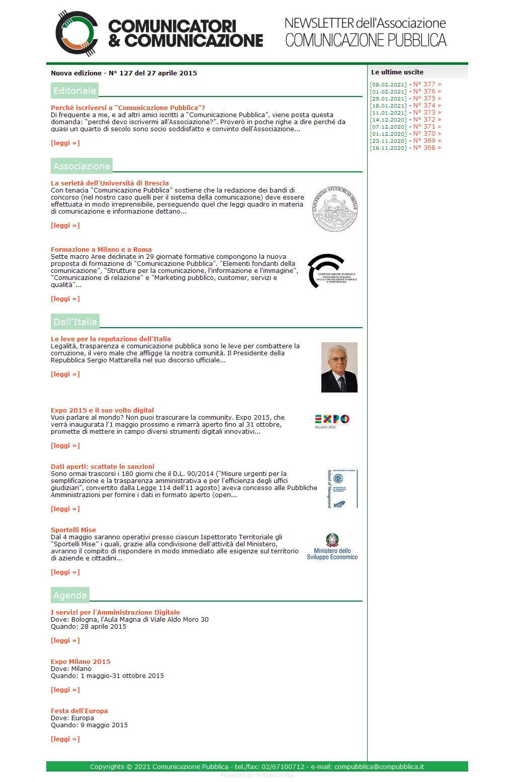 Comunicatori e Comunicazione n� 127 - 27 aprile 2015