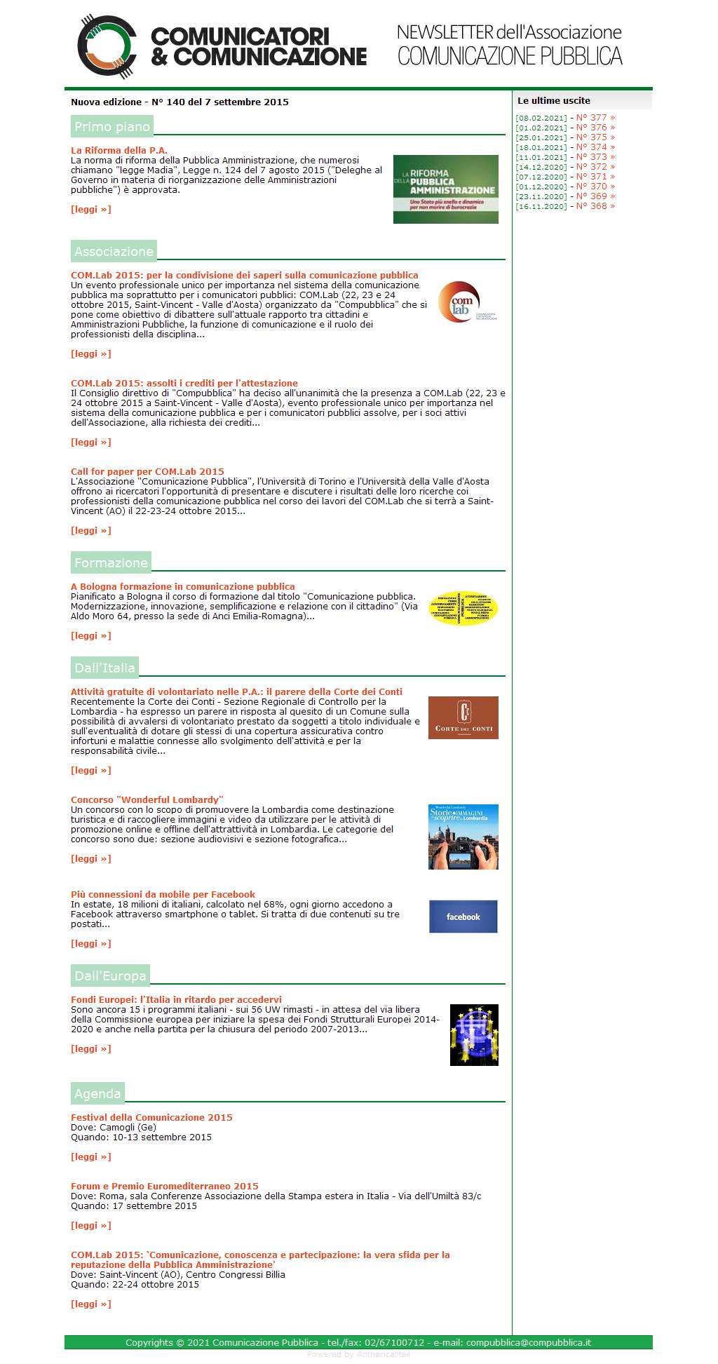 Comunicatori e Comunicazione n� 140 - 7 settembre 2015