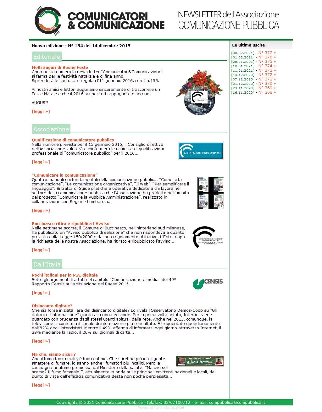 Comunicatori e Comunicazione n� 154 - 14 dicembre 2015