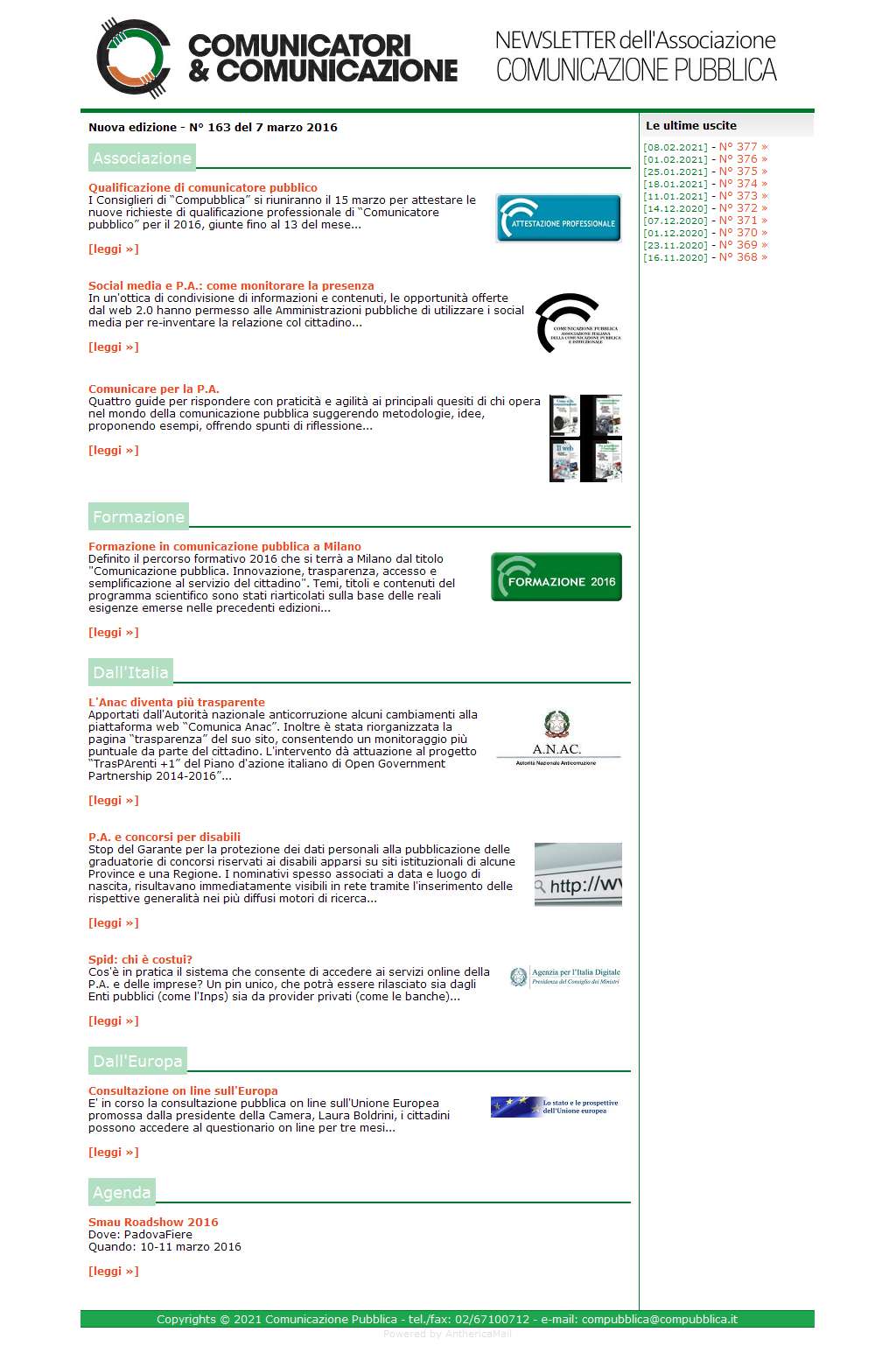 Comunicatori e Comunicazione n� 163 - 7 marzo 2016