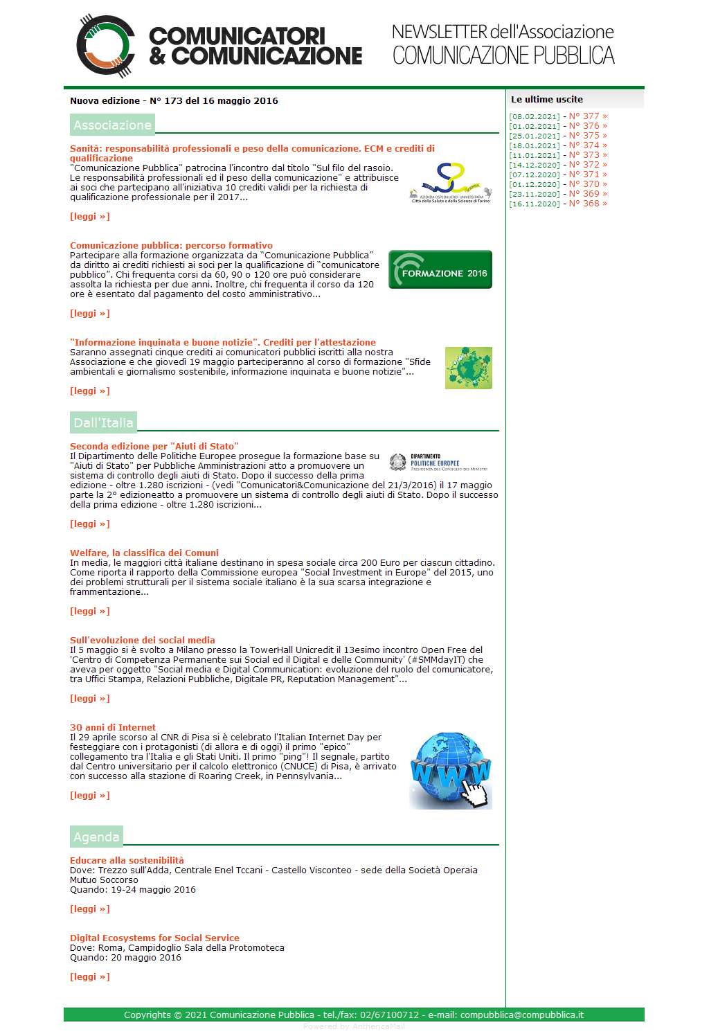 Comunicatori e Comunicazione n� 173 - 16 maggio 2016