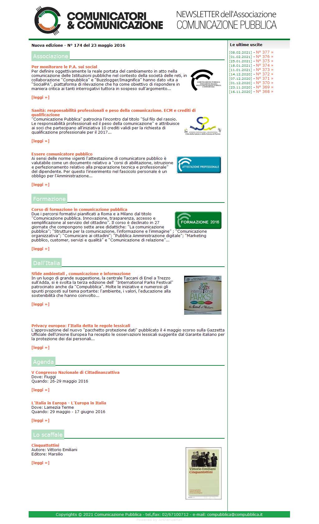 Comunicatori e Comunicazione n� 174 - 23 maggio 2016