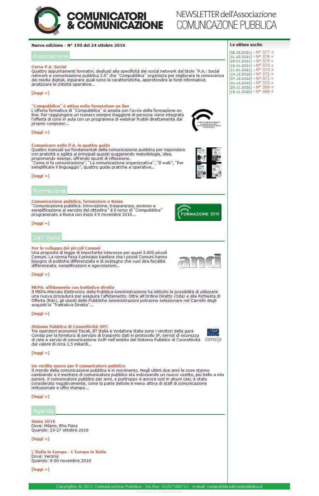 Comunicatori e Comunicazione n� 190 - 24 ottobre 2016