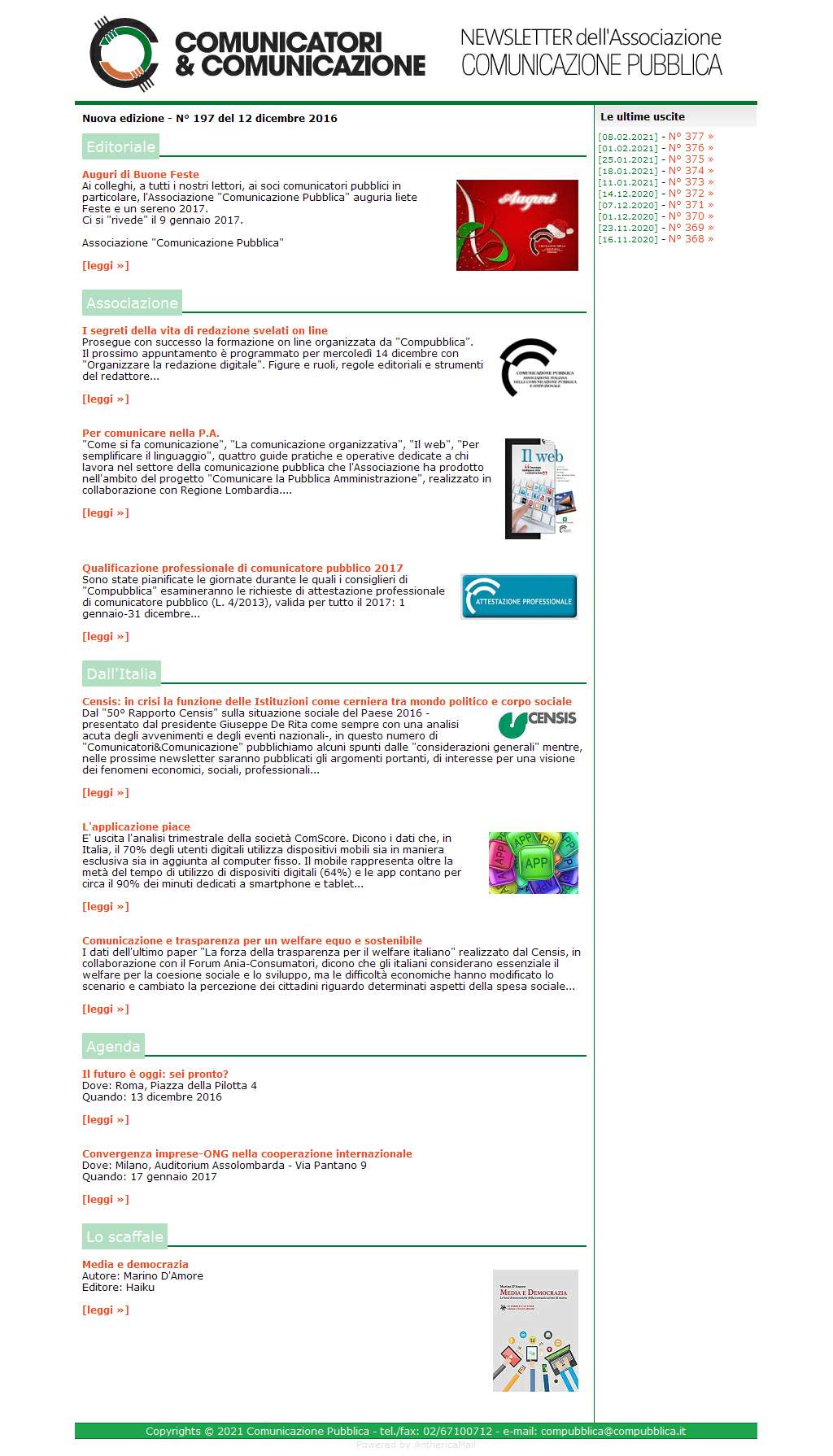 Comunicatori e Comunicazione n� 197 - 12 dicembre 2016