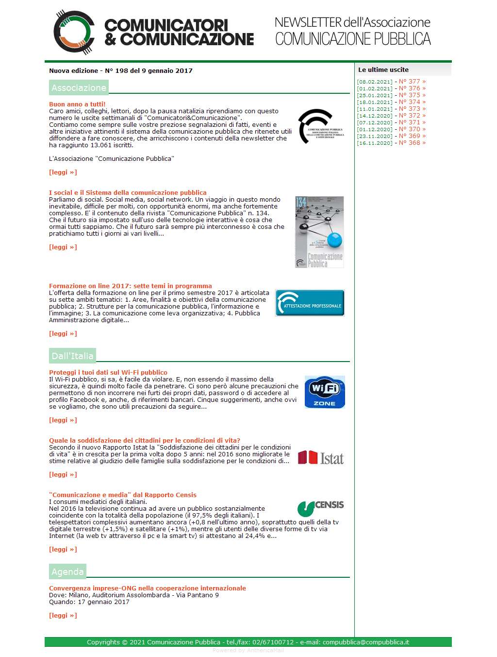 Comunicatori e Comunicazione n� 198 - 09 gennaio 2017