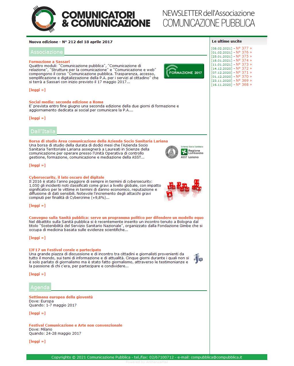 Comunicatori e Comunicazione n� 212 - 18 aprile 2017