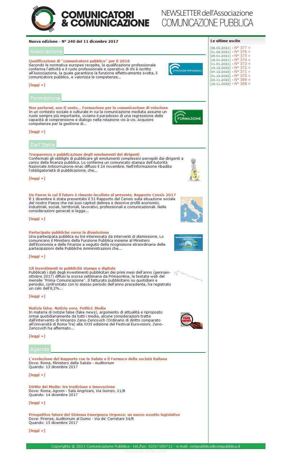 Comunicatori e Comunicazione n� 240 - 11 dicembre 2017
