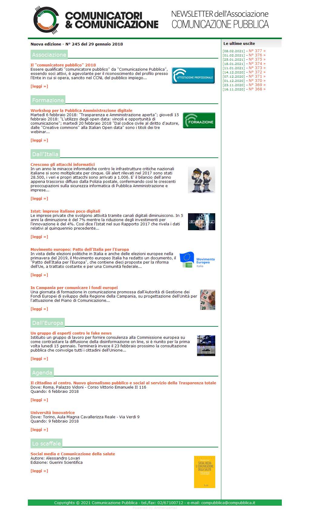 Comunicatori e Comunicazione n� 245 - 29 gennaio 2018