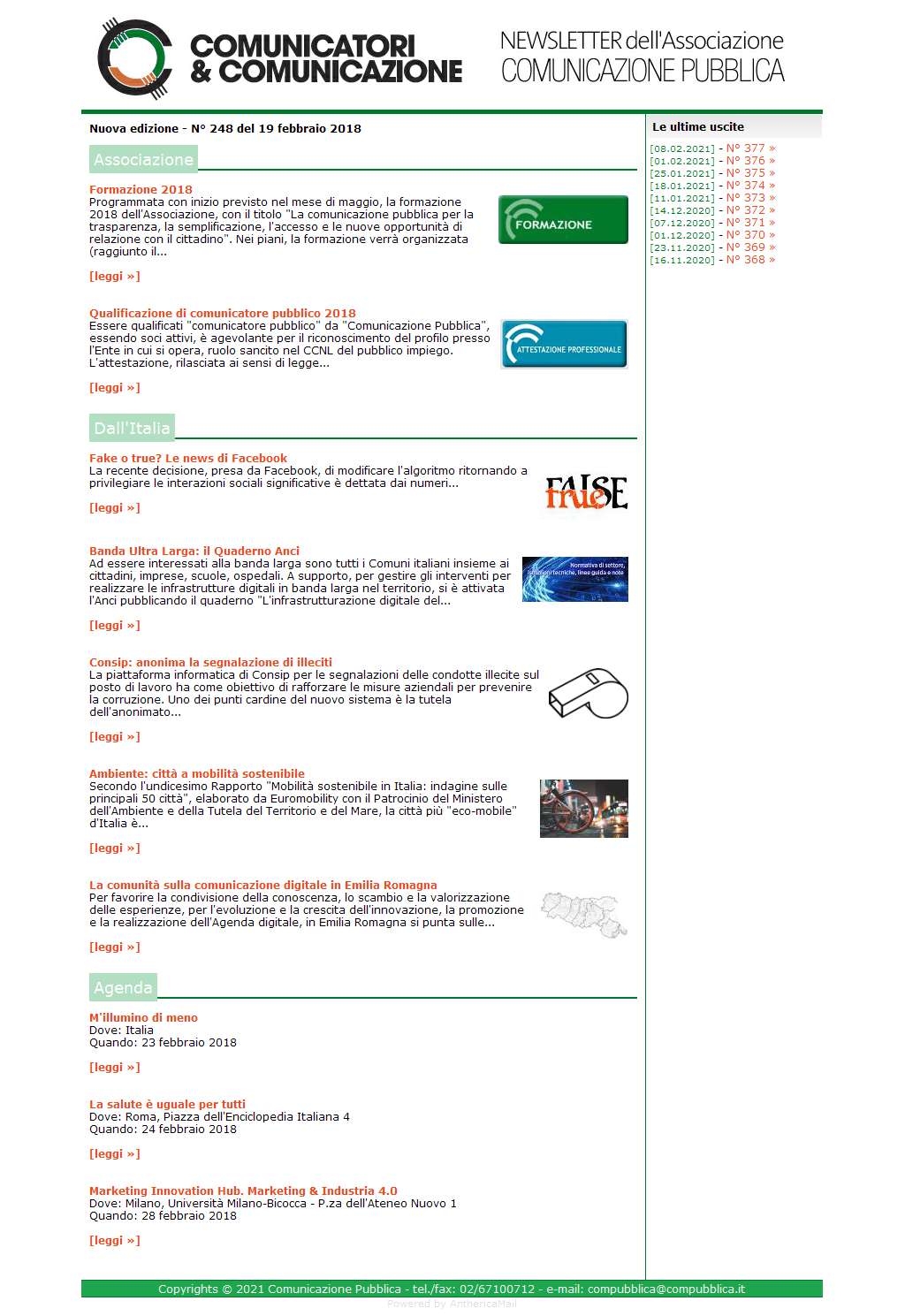 Comunicatori e Comunicazione n� 248 - 19 febbraio 2018