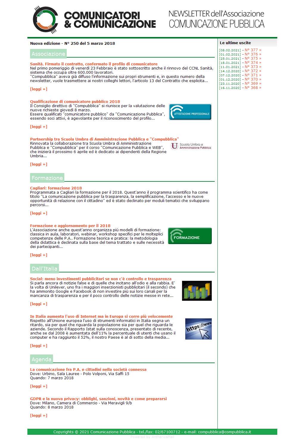 Comunicatori e Comunicazione n� 250 - 5 marzo 2018