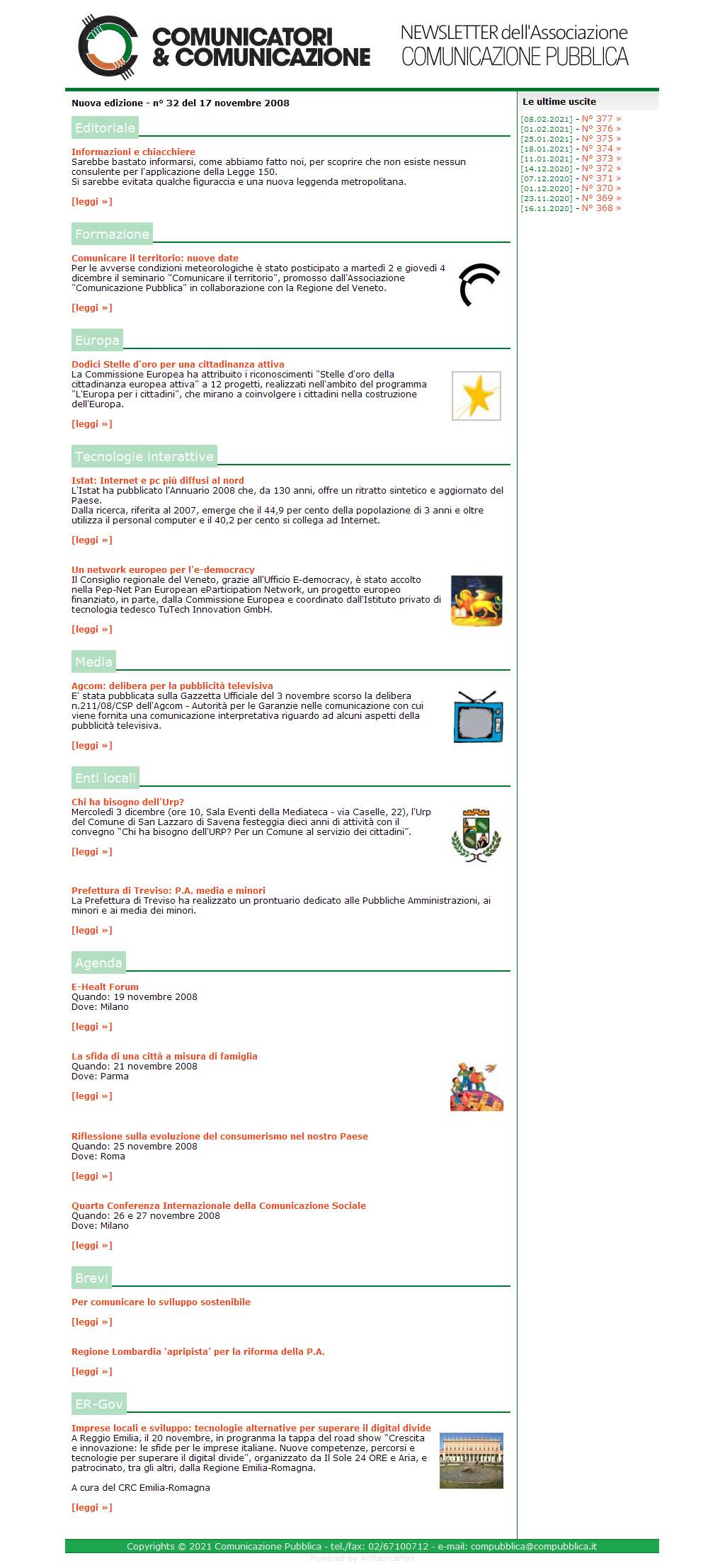 Comunicatori e Comunicazione Newsletter  n� 32-17 novembre 2008