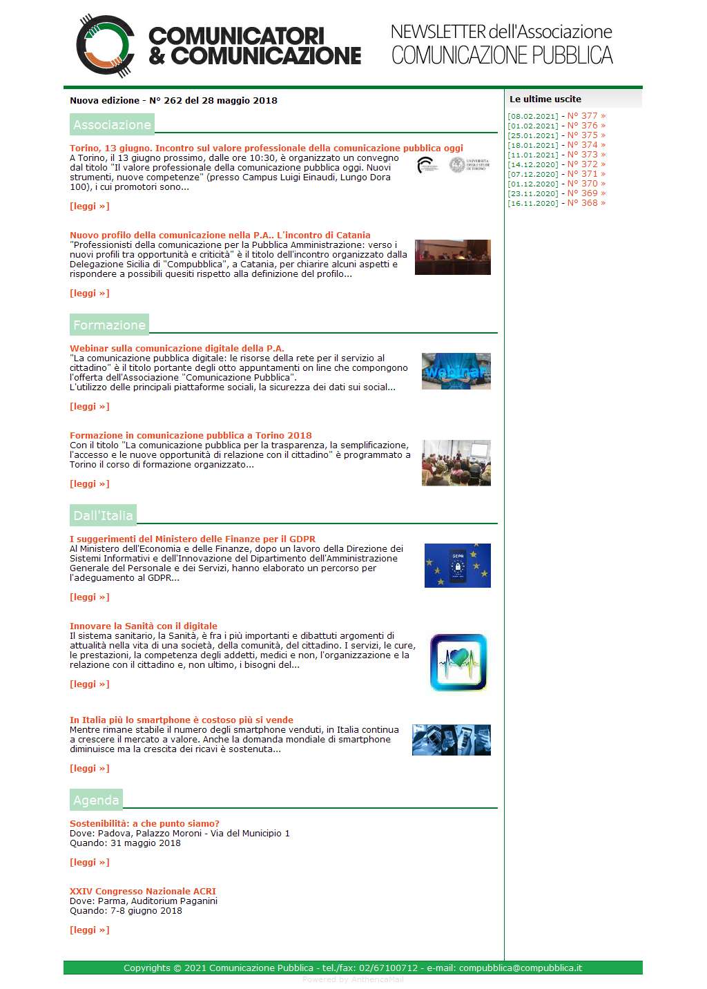 Comunicatori e Comunicazione n� 262 - 28 maggio 2018