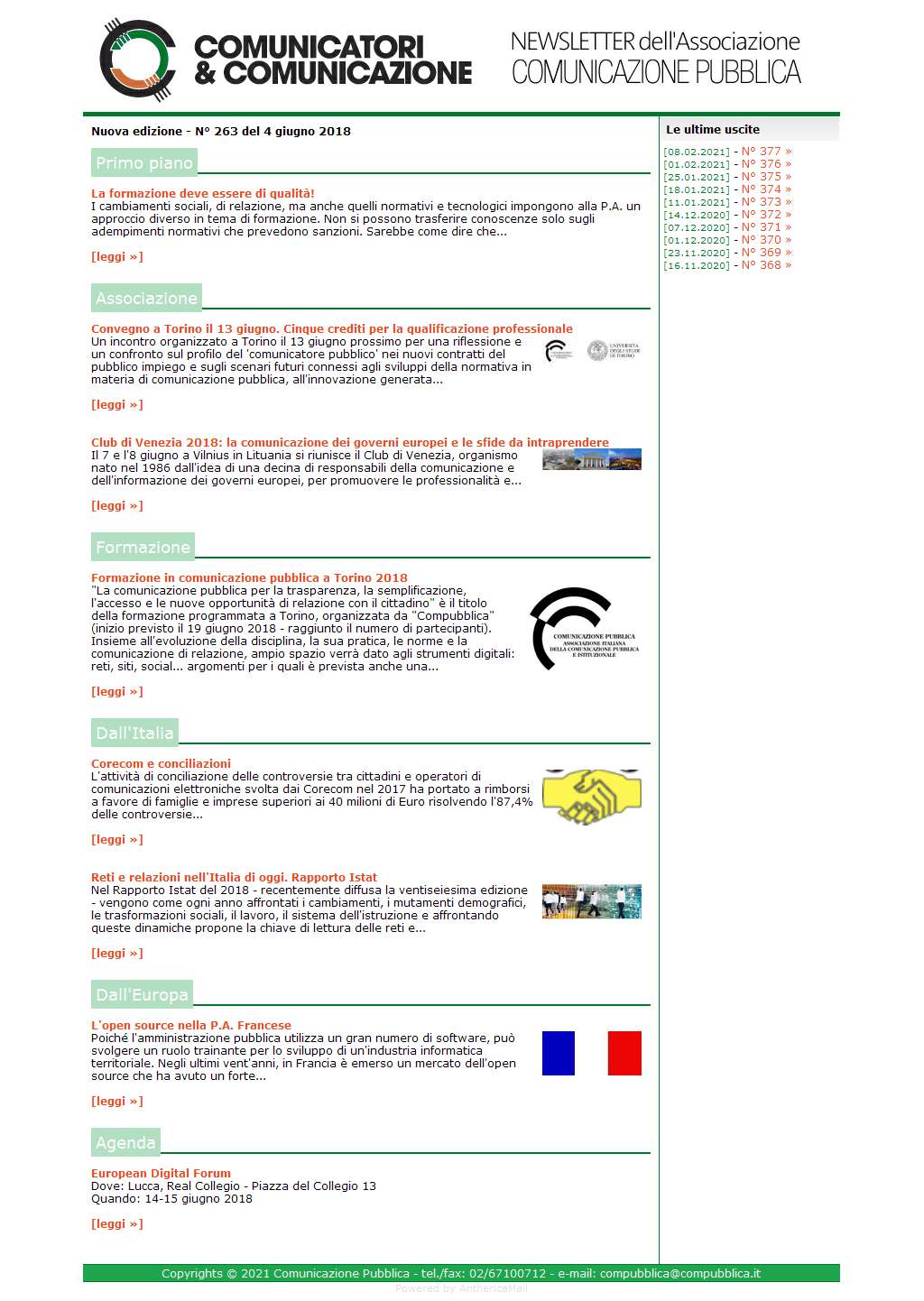 Comunicatori e Comunicazione n� 263 - 4 giugno 2018