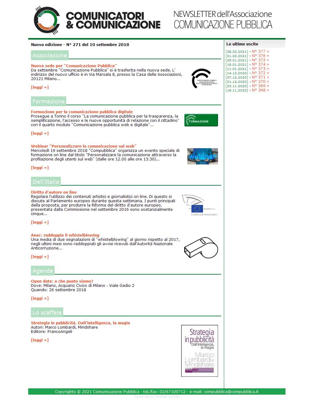 Comunicatori e Comunicazione n� 271 - 10 settembre 2018