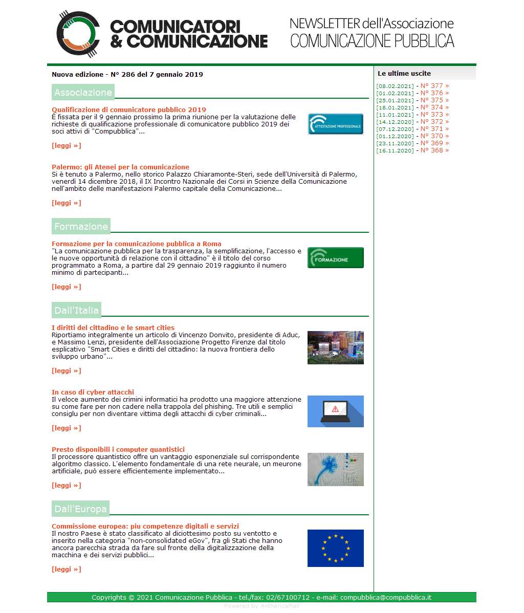 Comunicatori e Comunicazione n� 286 - 7 gennaio 2019