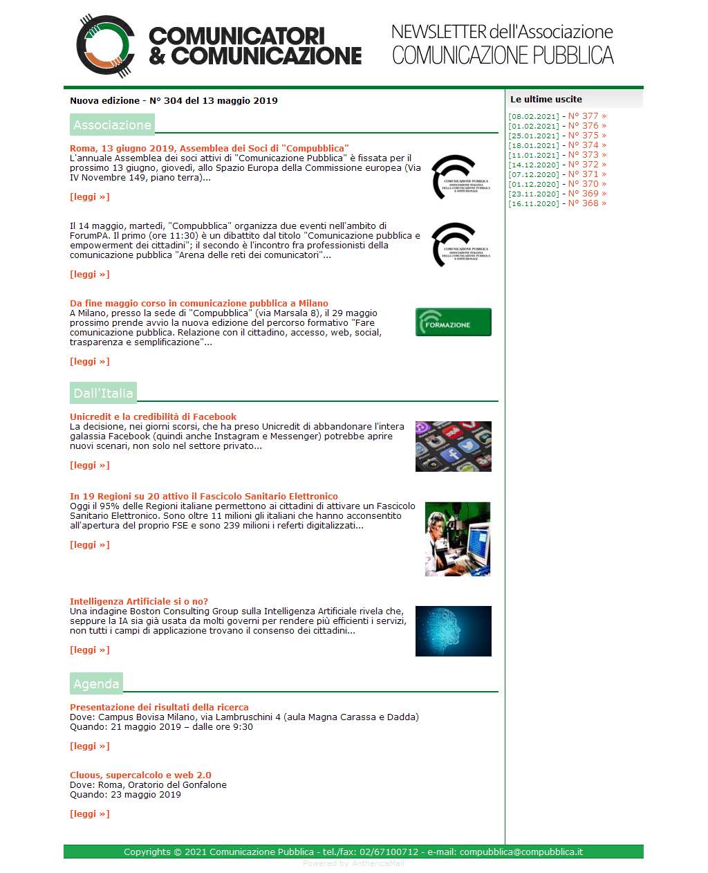 Comunicatori e Cojavascript:void(0)municazione n� 304 - 13 maggio 2019
