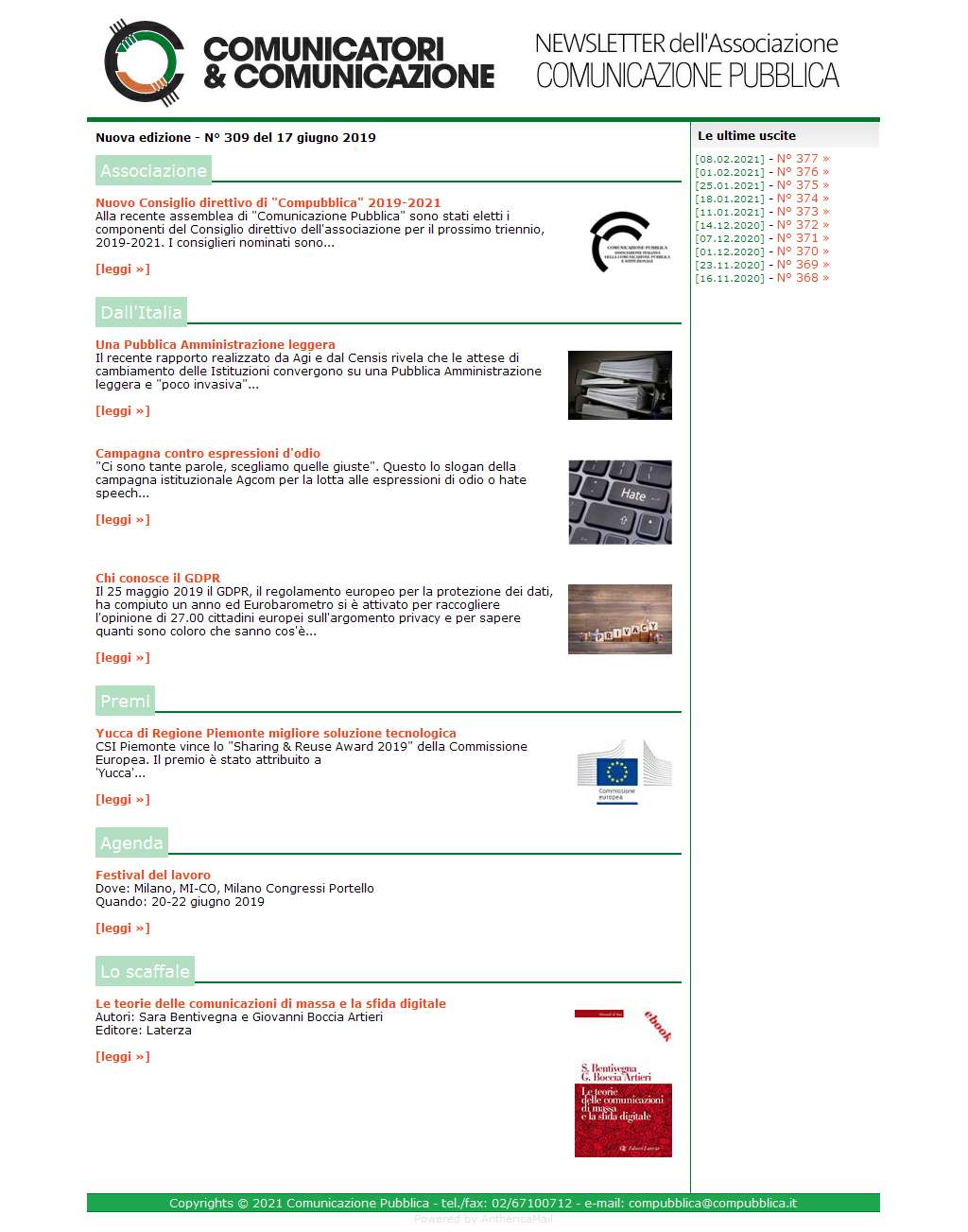 Comunicatori e Comunicazione n� 309 - 17 giugno 2019