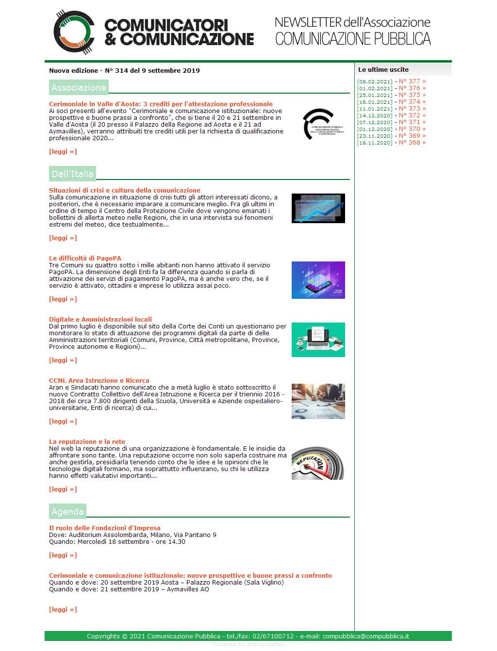 Comunicatori e Comunicazione n° 314 - 9 settembre 2019