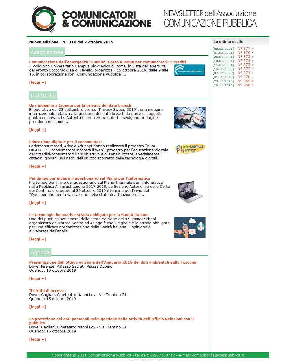Comunicatori e Comunicazione n 318 - 7 ottobre 2019