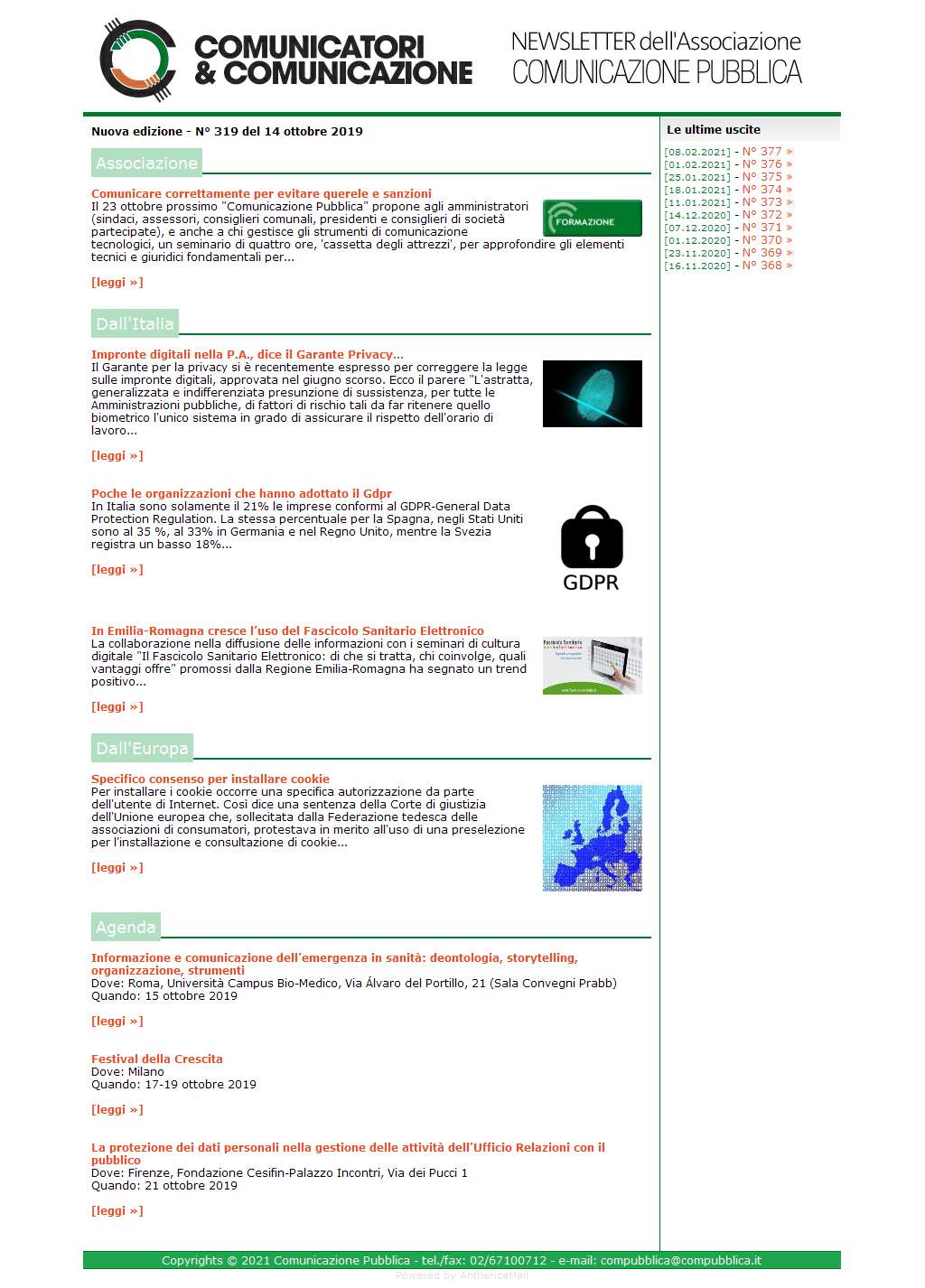 Comunicatori e Comunicazione n° 319 - 14 ottobre 2019