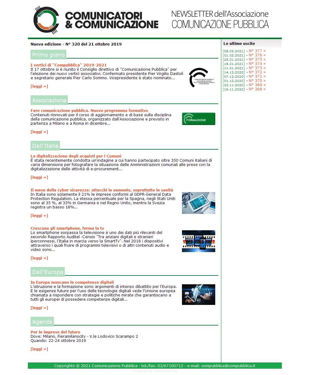 Comunicatori e Comunicazione n 320 - 21 ottobre 2019