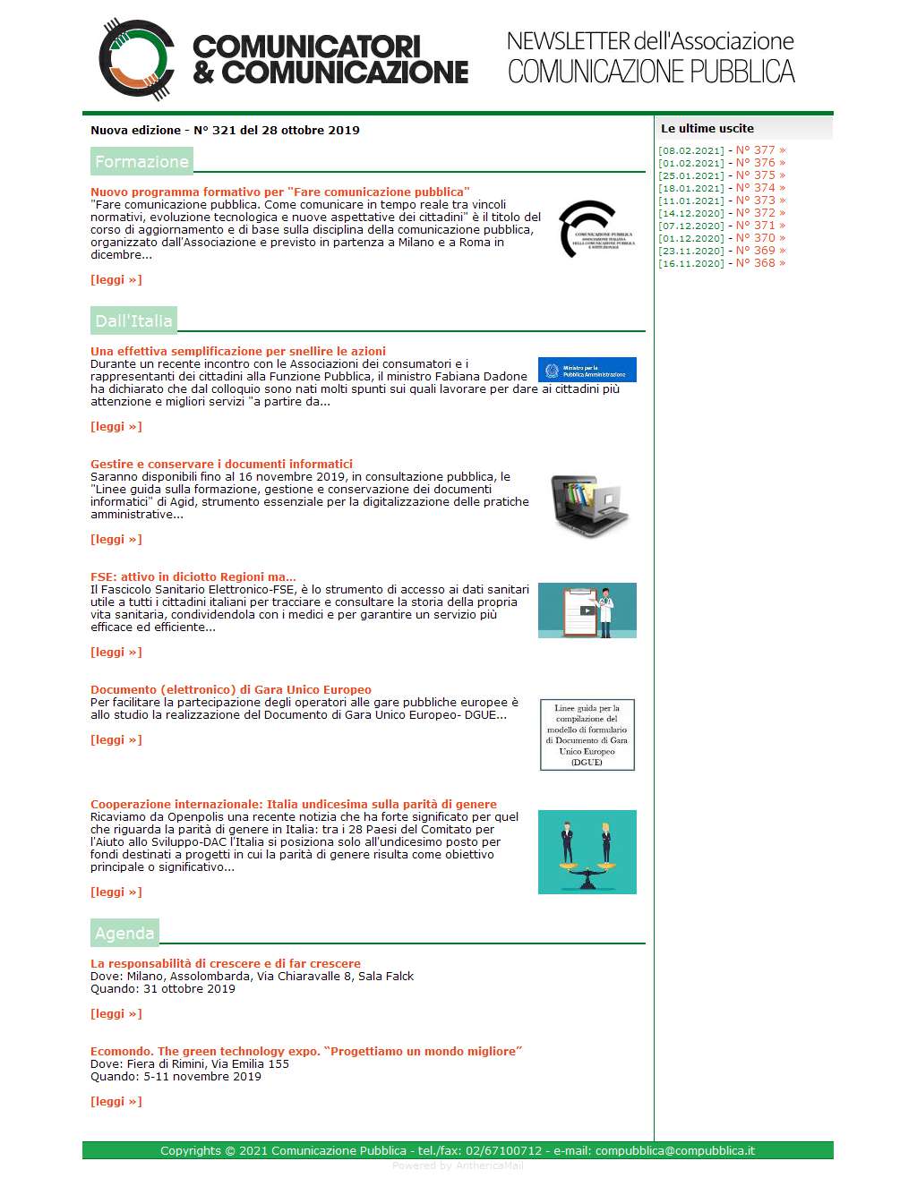 Comunicatori e Comunicazione n° 321 - 28 ottobre 2019