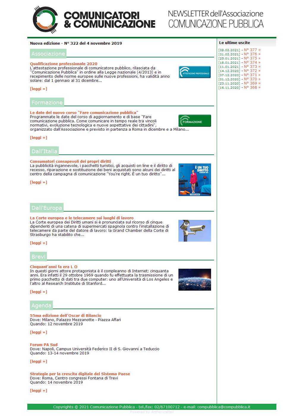 Comunicatori e Comunicazione n° 322 - 4 novembre 2019