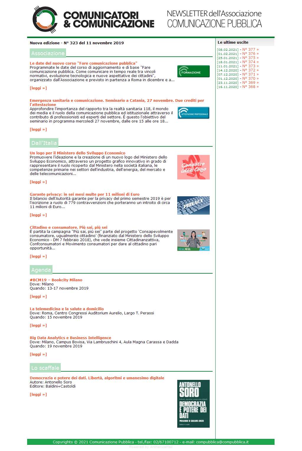 Comunicatori e Comunicazione n° 323 - 11 novembre 2019
