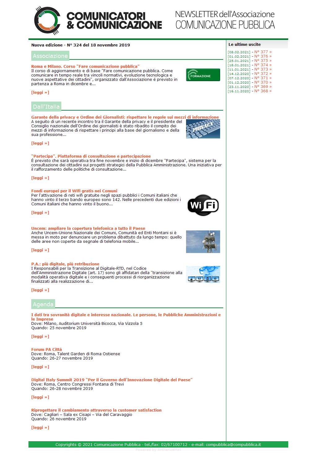 Comunicatori e Comunicazione n 324 - 18 novembre 2019