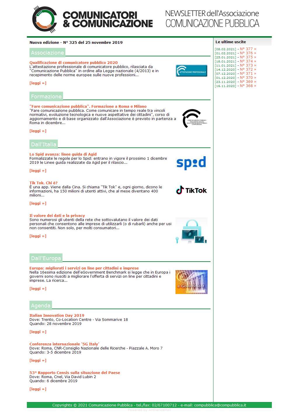Comunicatori e Comunicazione n 325 - 25 novembre 2019