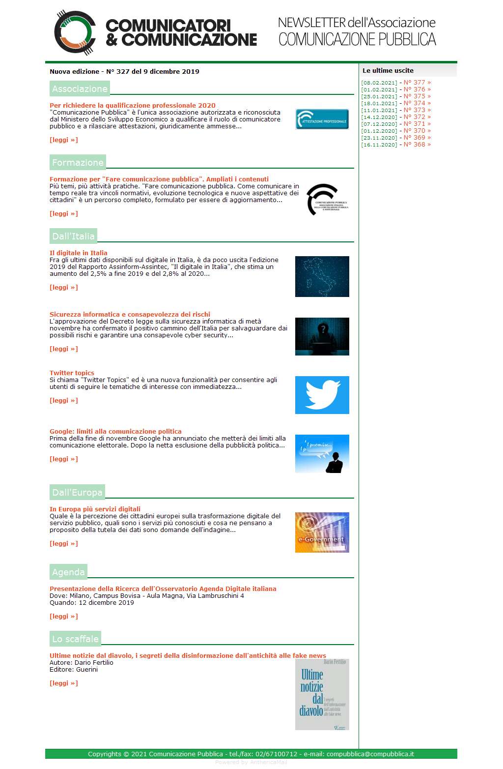 Comunicatori e Comunicazione n 327 - 9 dicembre 2019